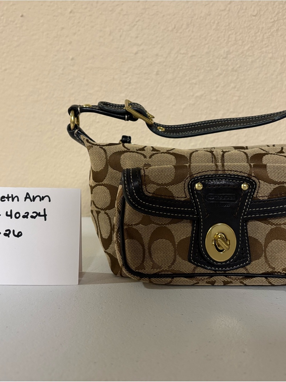 Coach 65th Ann Brown Signature Mini Bag with Black Trim F06K - 40224 EUC - Picture 11 of 13